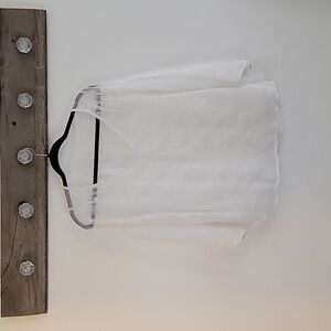 BAR III Sheer White Lace Eyelet Boho Blouse Top Size Med